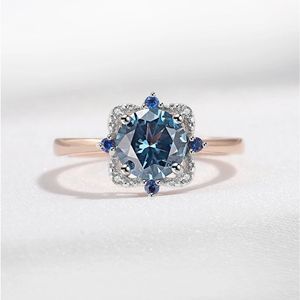London Blue Topaz Rose Gold Sterling Silver Ring New